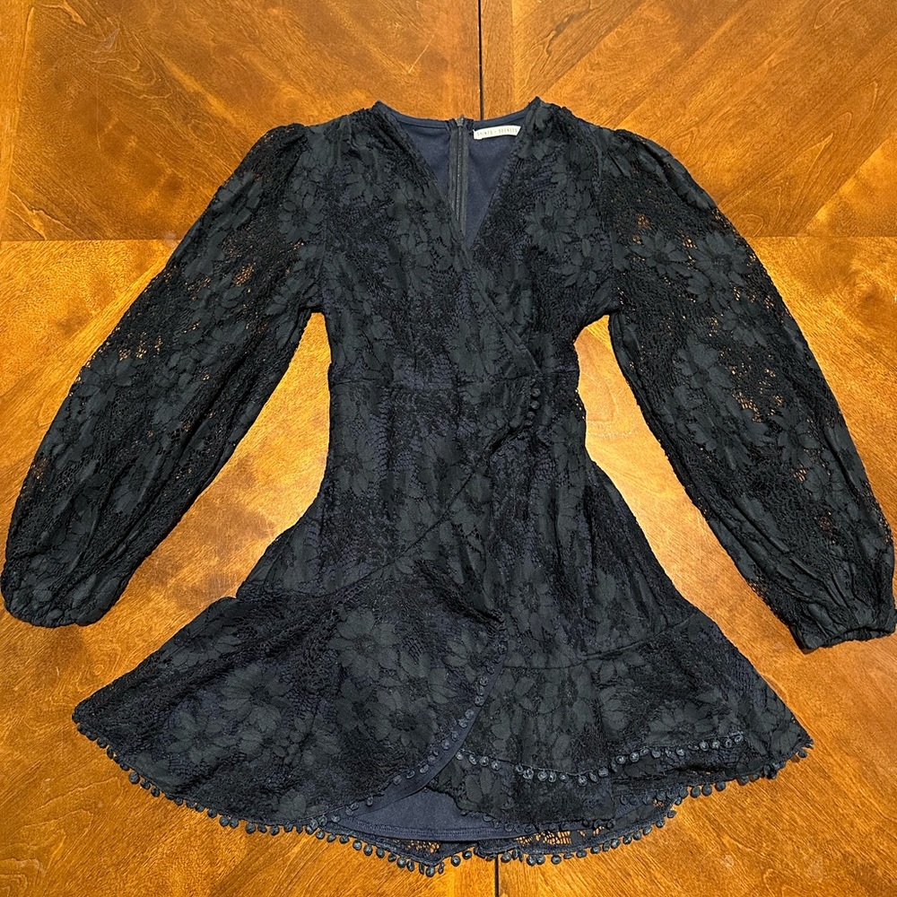 Boho Navy Lace Long Sleeve Dress